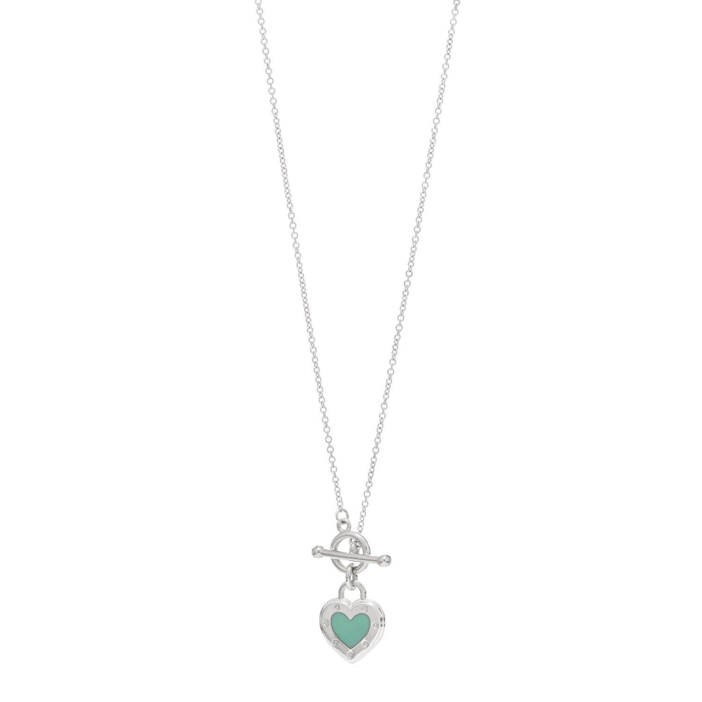 Sterling Silver Enamel Return to Tiffany Love Heart Necklace Blue