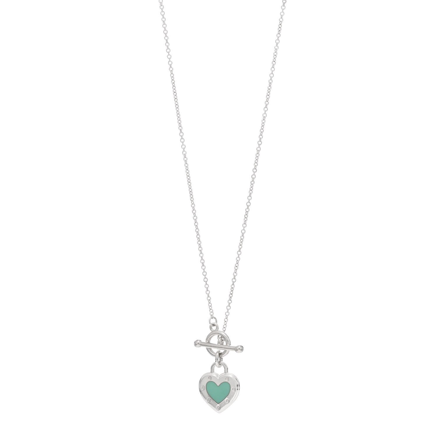 Tiffany Sterling Silver Enamel Return to Tiffany Love Heart Necklace Blue 1 of 4