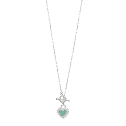 Tiffany Sterling Silver Enamel Return to Tiffany Love Heart Necklace Blue 1 of 4