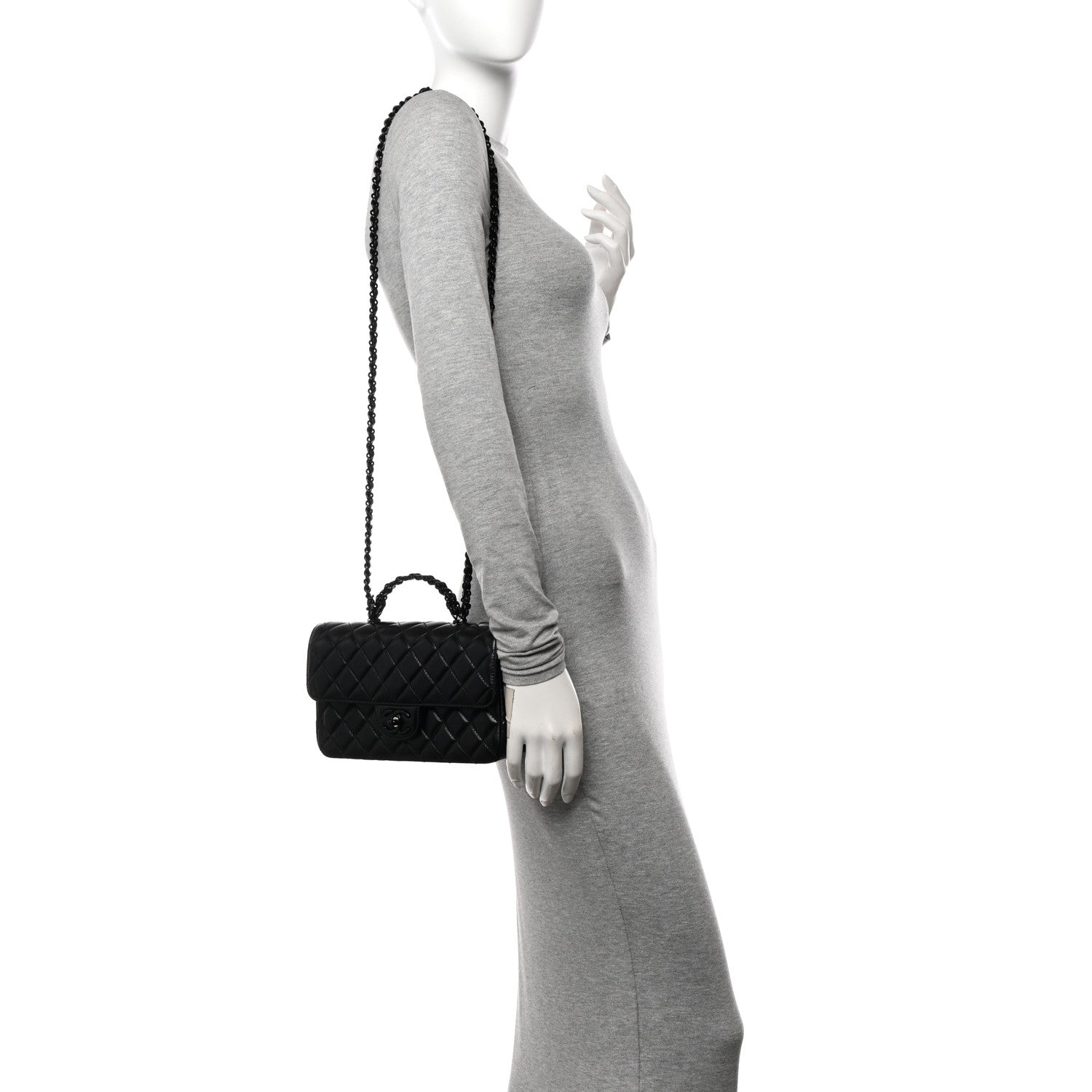 Chanel Lambskin Quilted Coco Pop Top Handle Flap Black 2 of 11