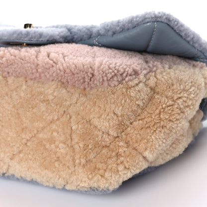 Chanel Shearling Sheepskin Single Flap Gray Pink Beige 9 of 10