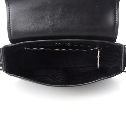 Prada Vitello Daino Soft Shoulder Flap Bag Black 5 of 10