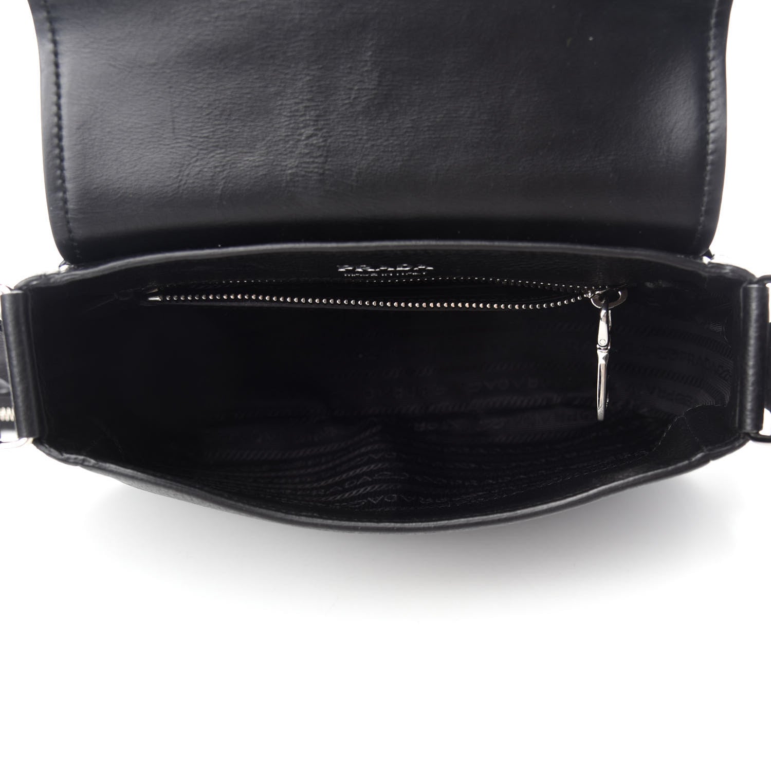 Prada Vitello Daino Soft Shoulder Flap Bag Black 5 of 10