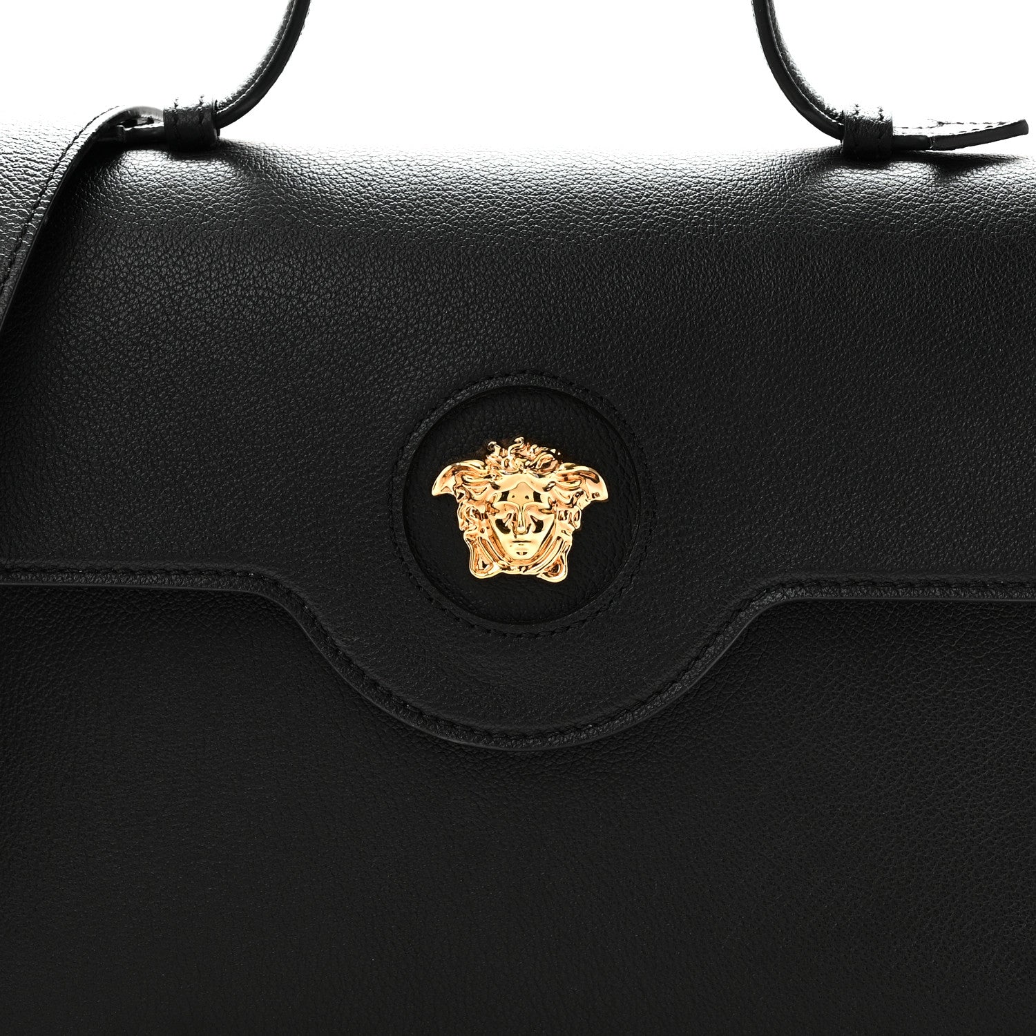 Versace Calfskin La Medusa Top Handle Shoulder Bag Black 7 of 9