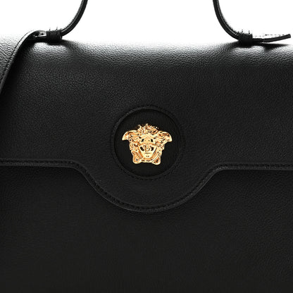 Versace Calfskin La Medusa Top Handle Shoulder Bag Black 7 of 9