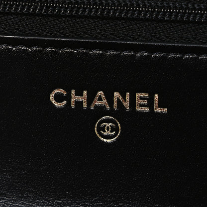 Chanel Shiny Calfskin Quilted Metal Top Handle Wallet On Chain WOC Black 6 of 11