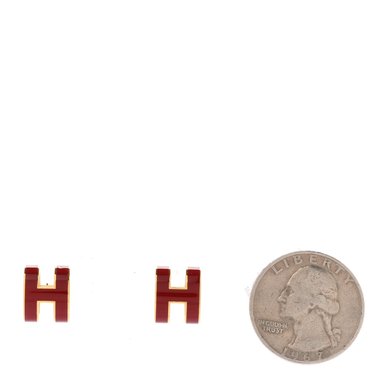 Hermes Gold Lacquered Pop H Earrings Rouge Vif 2 of 4
