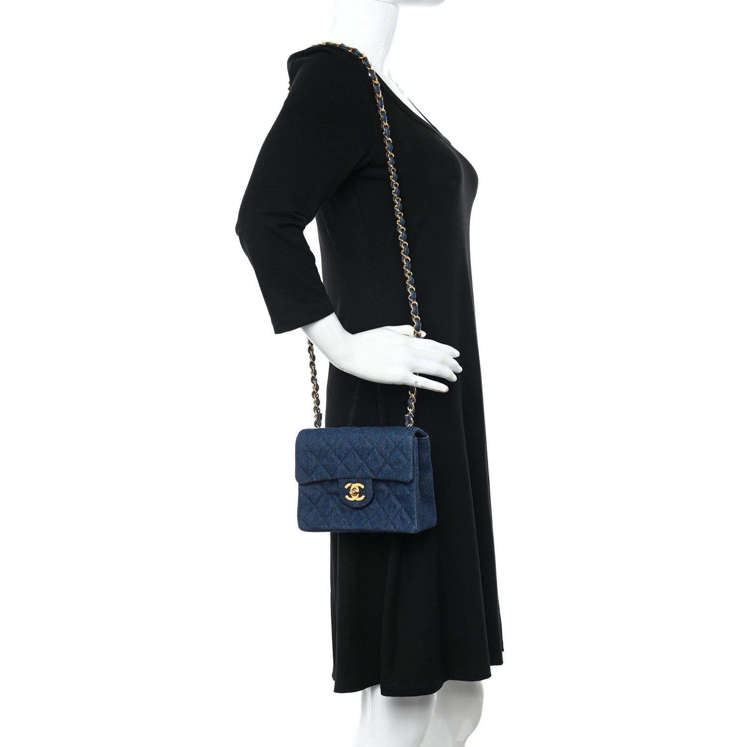 Chanel Denim Quilted Mini Square Flap Blue 2 of 10