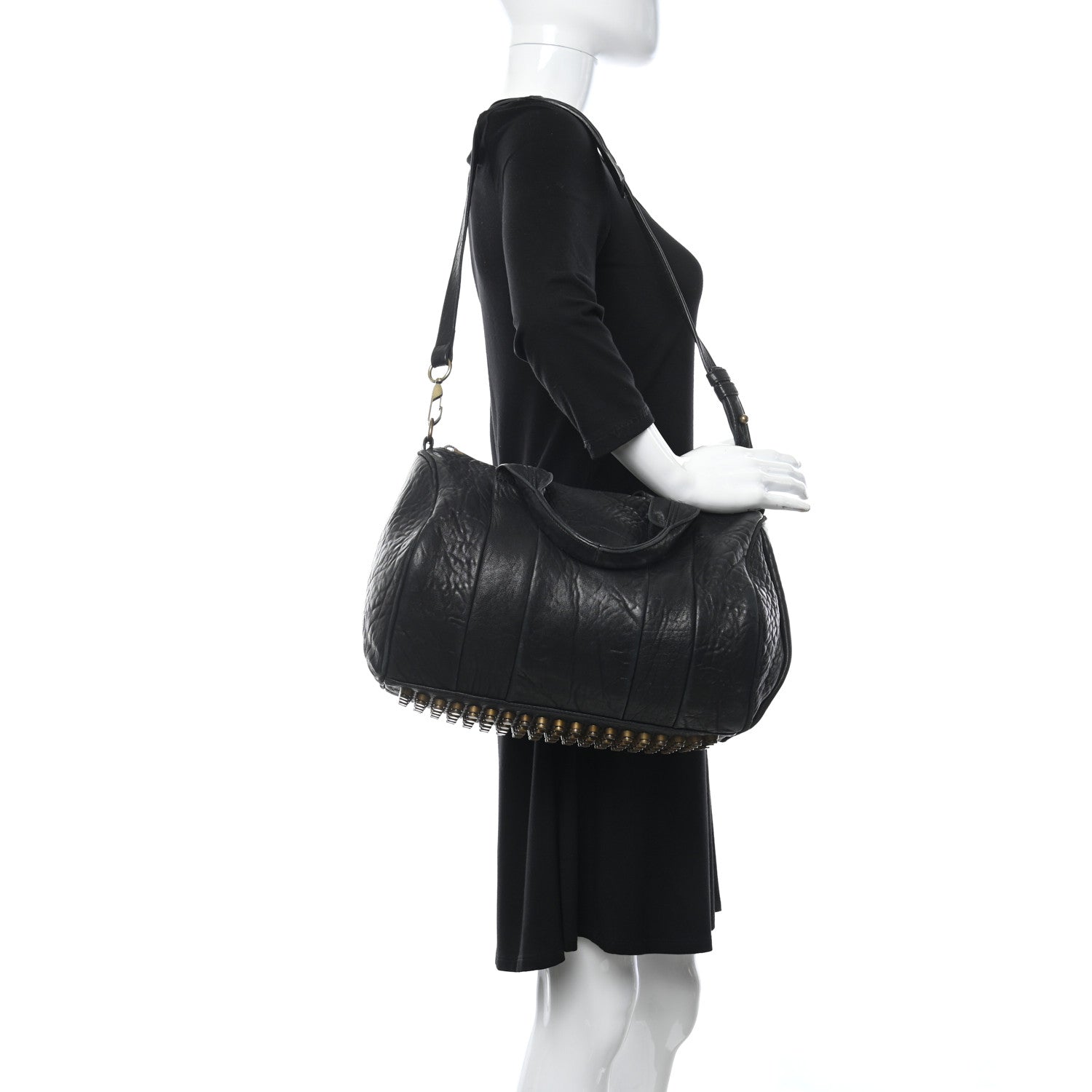 Alexander Wang Pebbled Lambskin Rocco Black Rose Gold Hardware 2 of 9