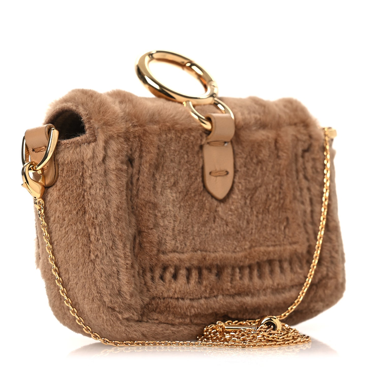 Mink Shiny Nappa Nano Baguette Charm Naturale Oro Soft