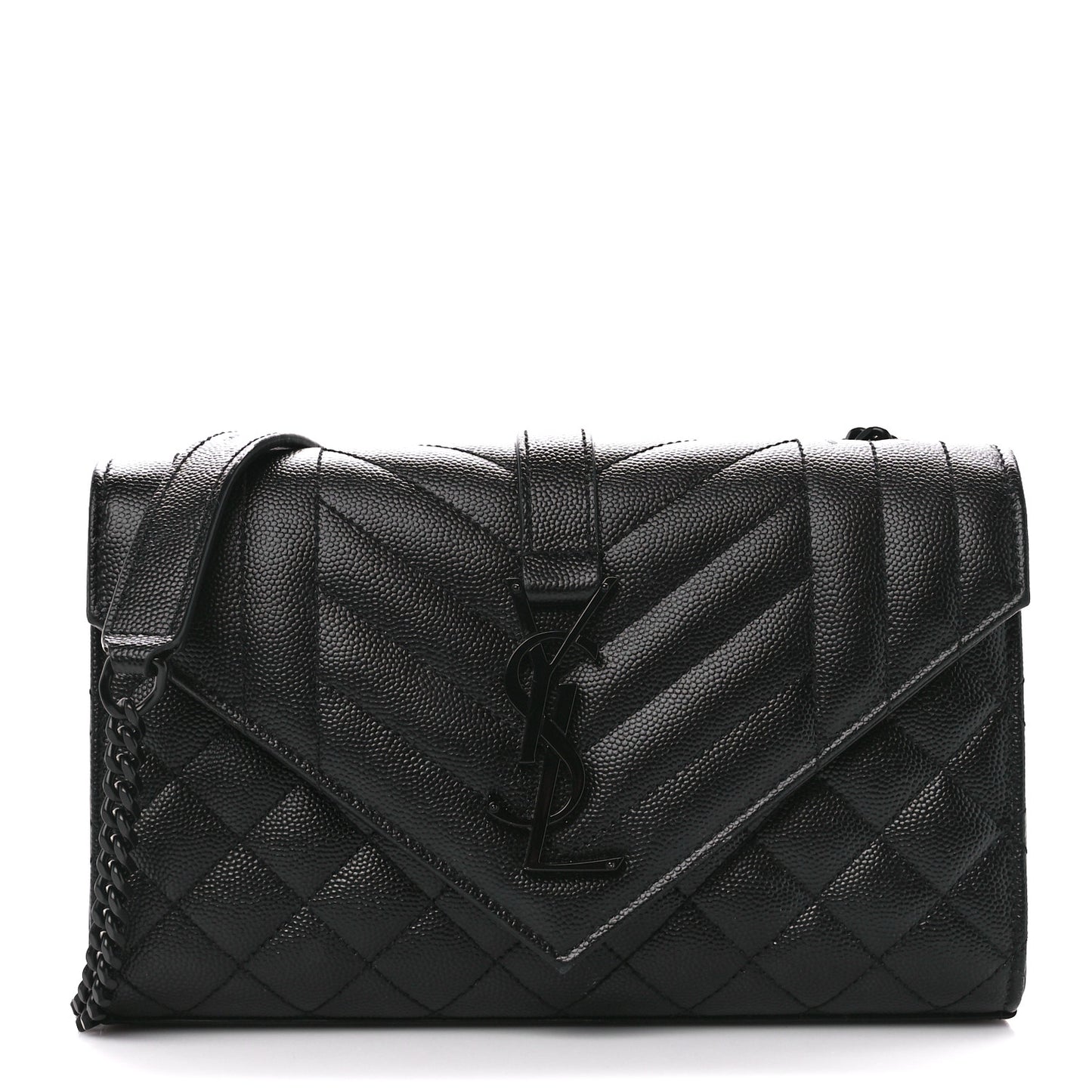Grain De Poudre Textured Mixed Matelasse Triquilt Small Monogram Monochrome Satchel Black