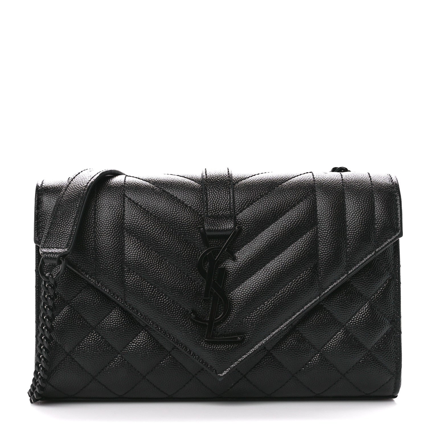 Saint Laurent Grain De Poudre Textured Mixed Matelasse Triquilt Small Monogram Monochrome Satchel Black 1 of 14