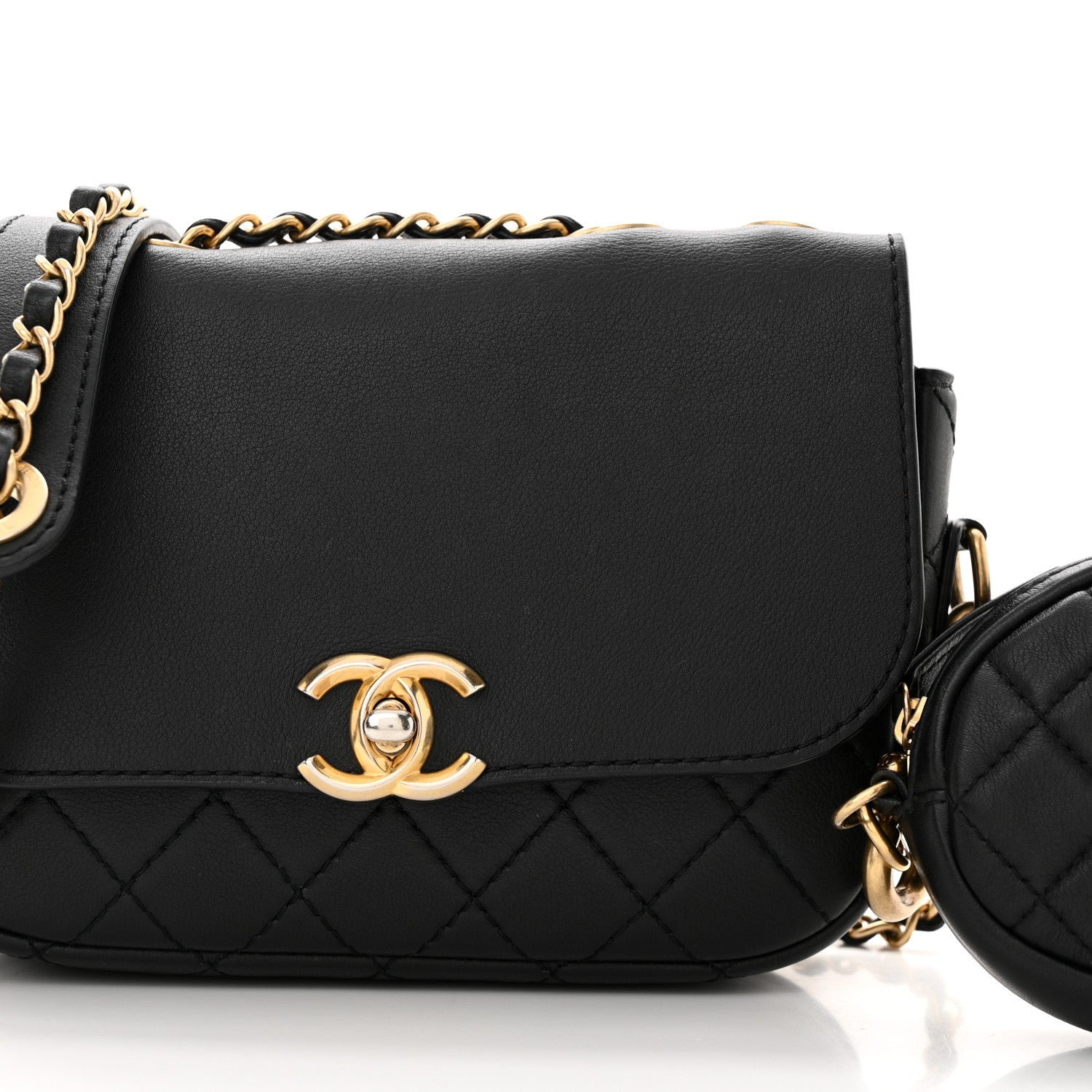Chanel Calfskin Quilted Multi Pouching Flap And Coin Purse Black 8 of 12