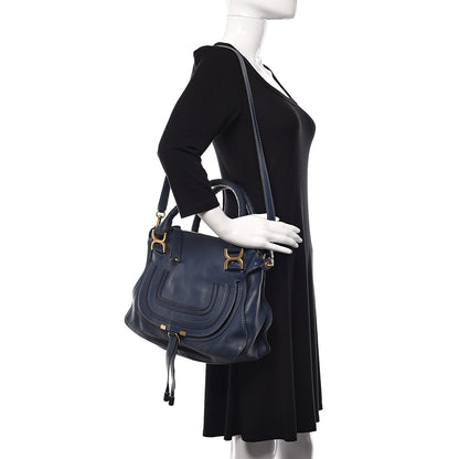 Chloe Calfskin Medium Marcie Satchel Royal Navy 2 of 8