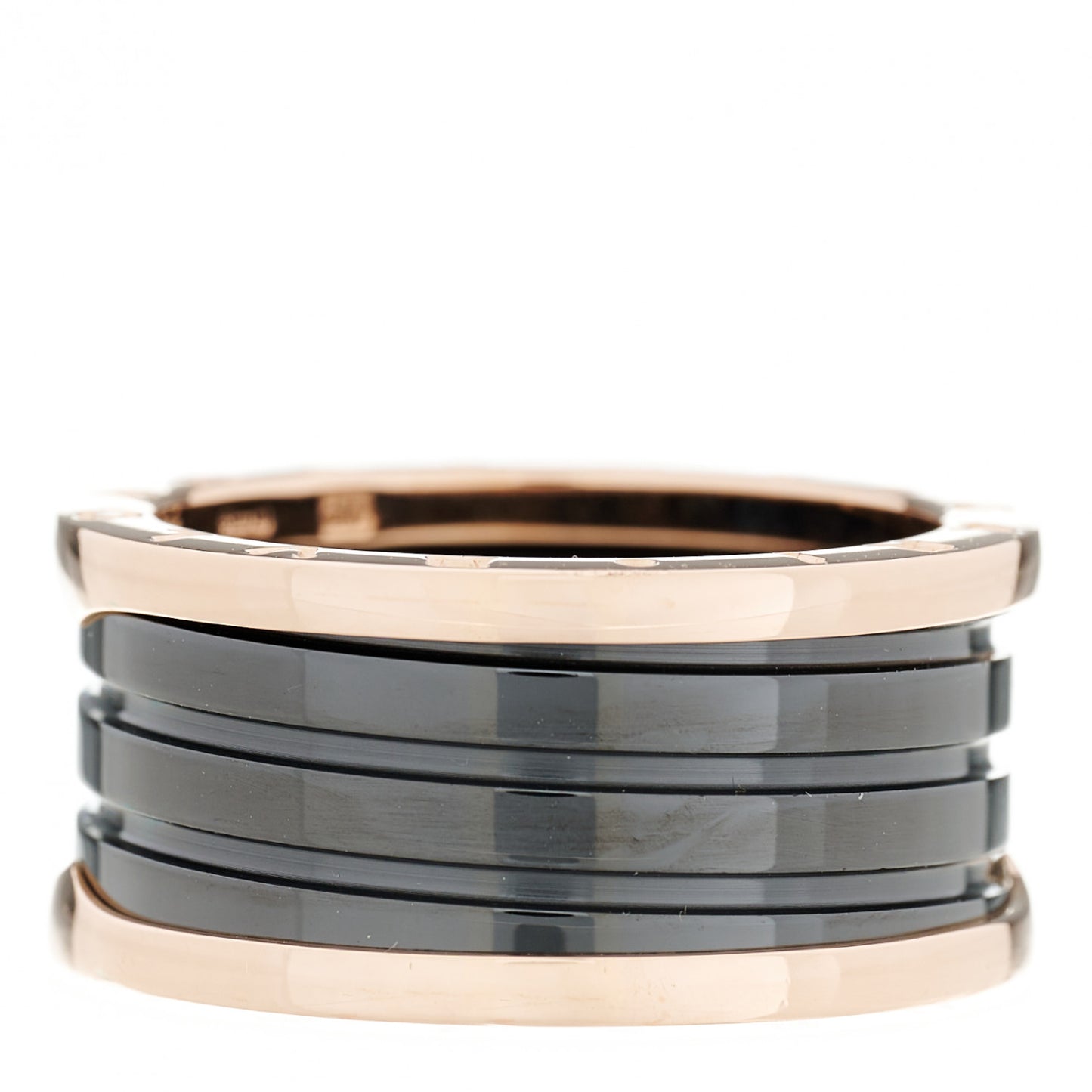 18K Rose Gold Black Ceramic B.Zero1 Four-Band Ring 65 11