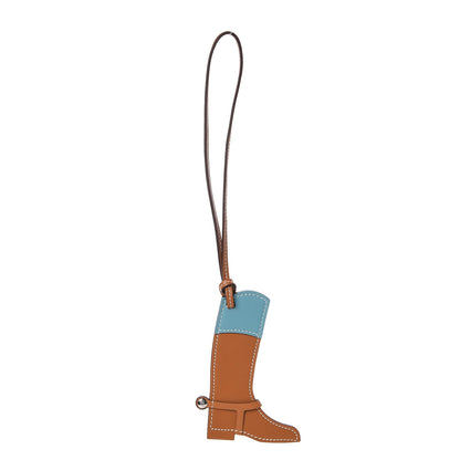 Hermes Butler Swift Paddock Botte Boot Bag Charm Natural Bleu Saint Cyr 1 of 4