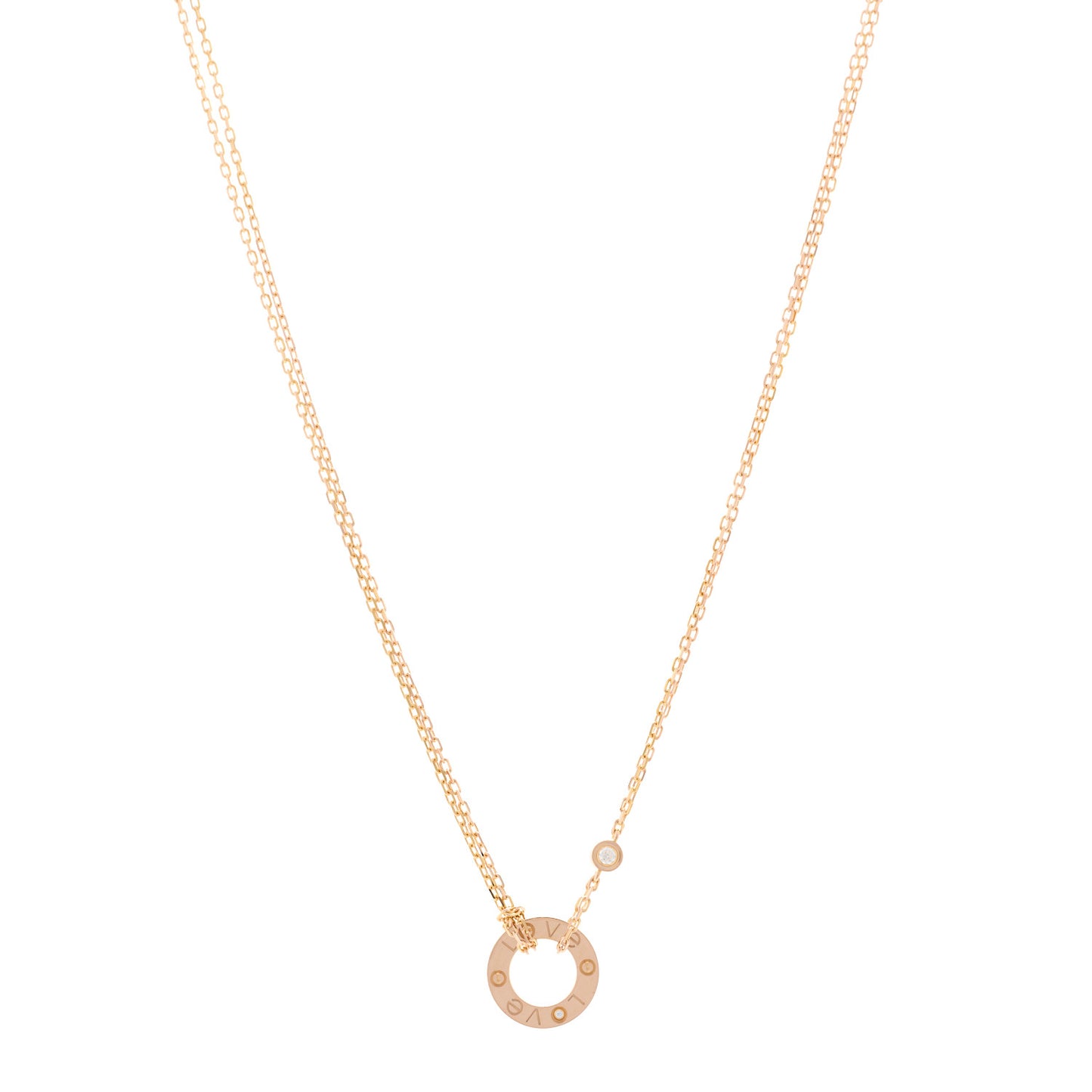 18K Pink Gold 2 Diamond LOVE Necklace