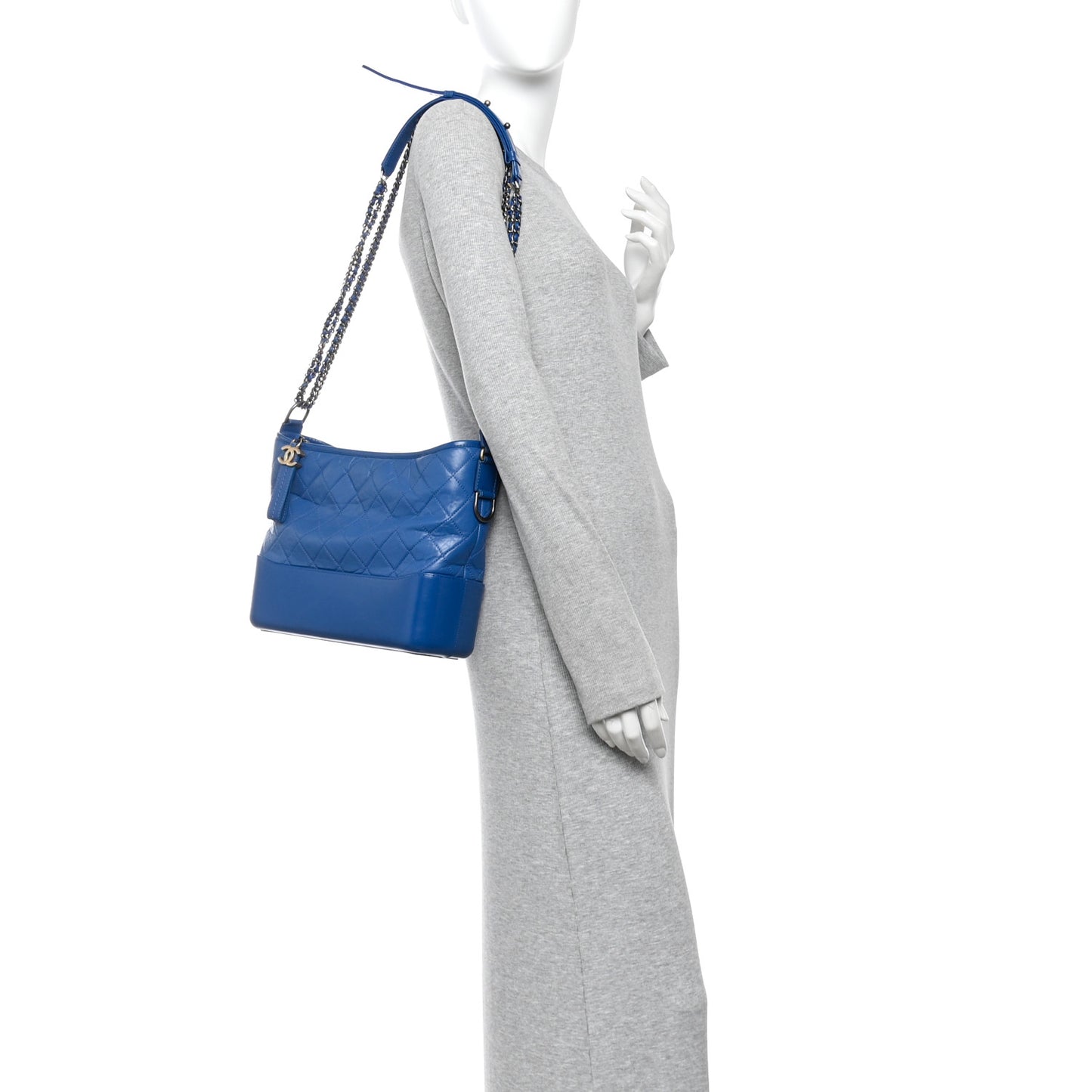 Aged Calfskin Quilted Medium Gabrielle Hobo Blue