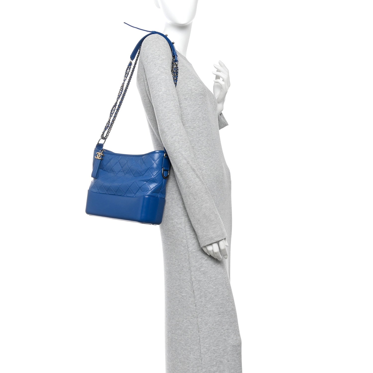 Chanel Aged Calfskin Quilted Medium Gabrielle Hobo Blue 2 of 10