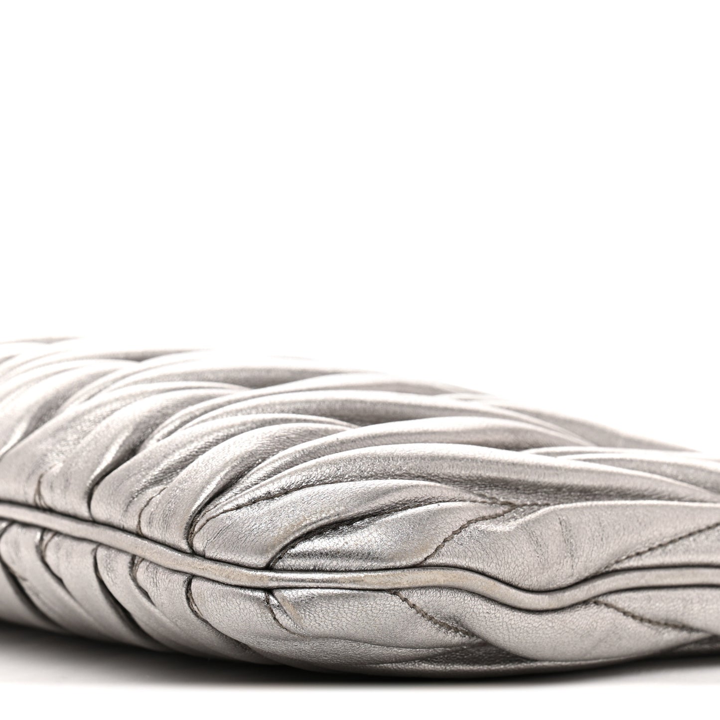 Metallic Nappa Matelasse Crossbody Clutch Silver