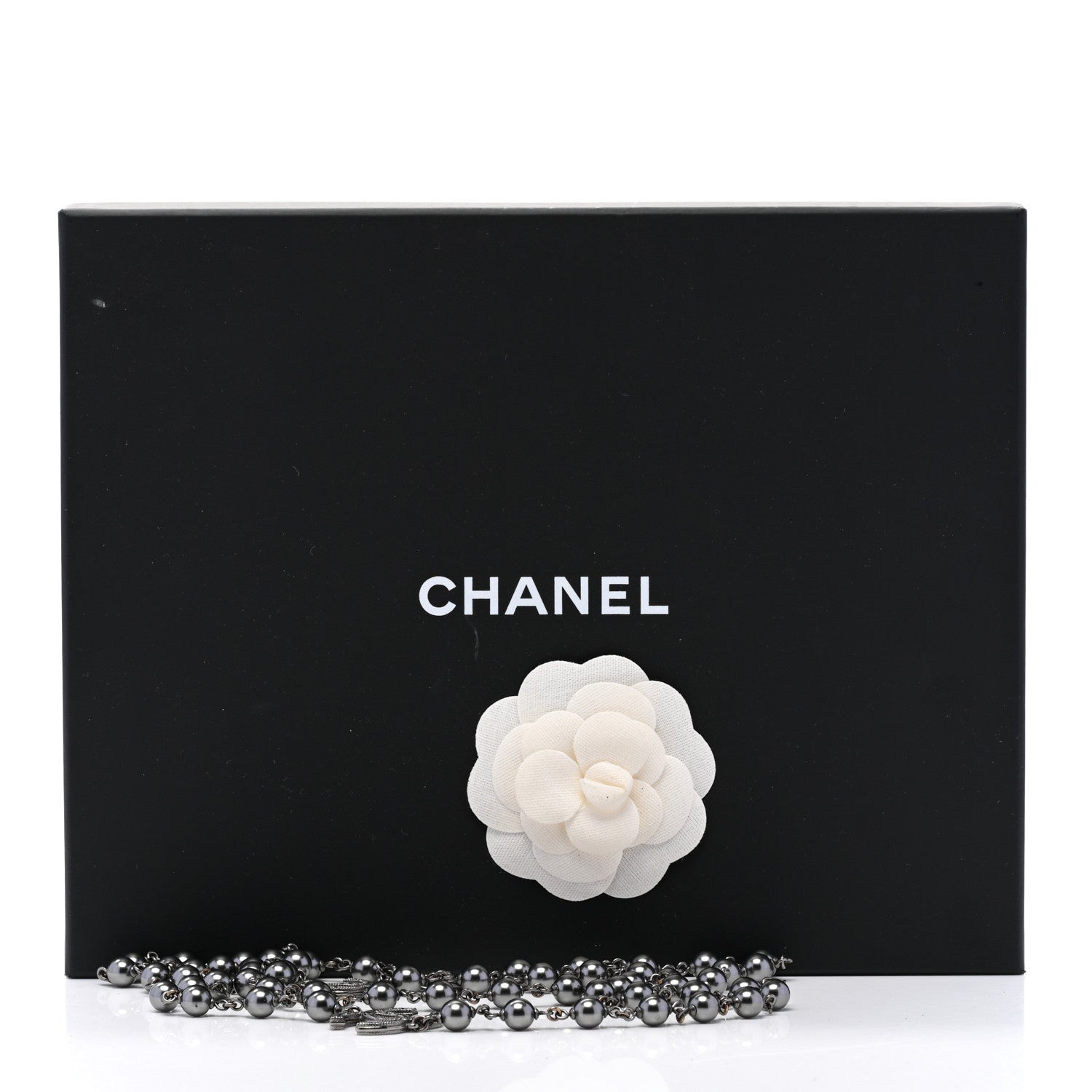 Chanel Ruthenium Pearl Beaded CC Long Necklace Black 7 of 7