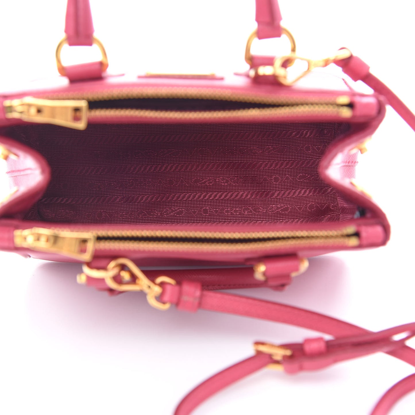 Saffiano Lux Micro Galleria Double Zip Tote Peonia