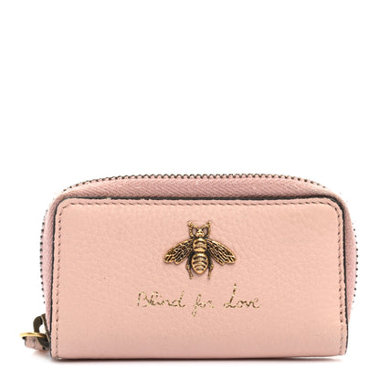 Gucci Cellarius Calfskin Blind for Love Animalier Zip Around Key Case Perfect Pink 1 of 8