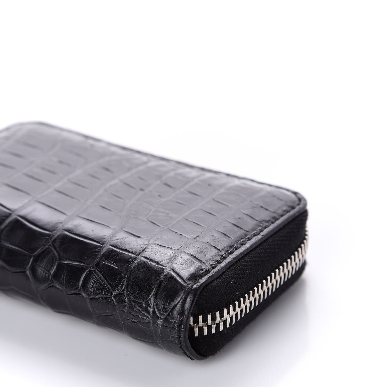 Gucci Crocodile Zip Around Card Case Black 7 of 10