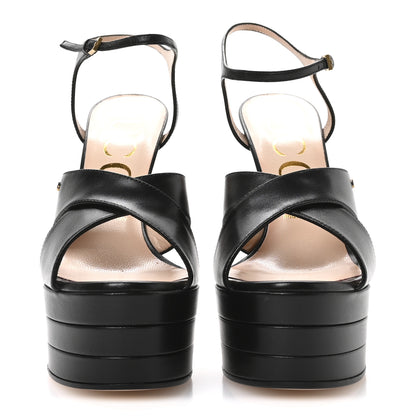Gucci Malaga Kid Double G 150mm Platform Sandals 38.5 Black 3 of 8