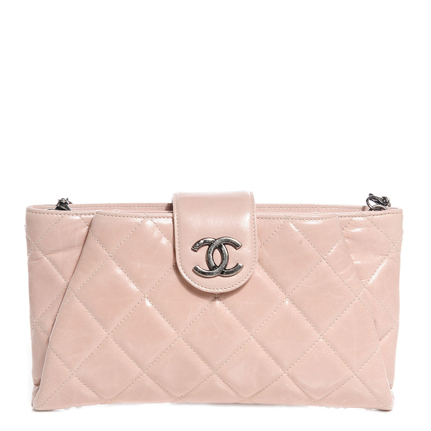 Glazed Calfskin Duo Color Clutch Light Pink