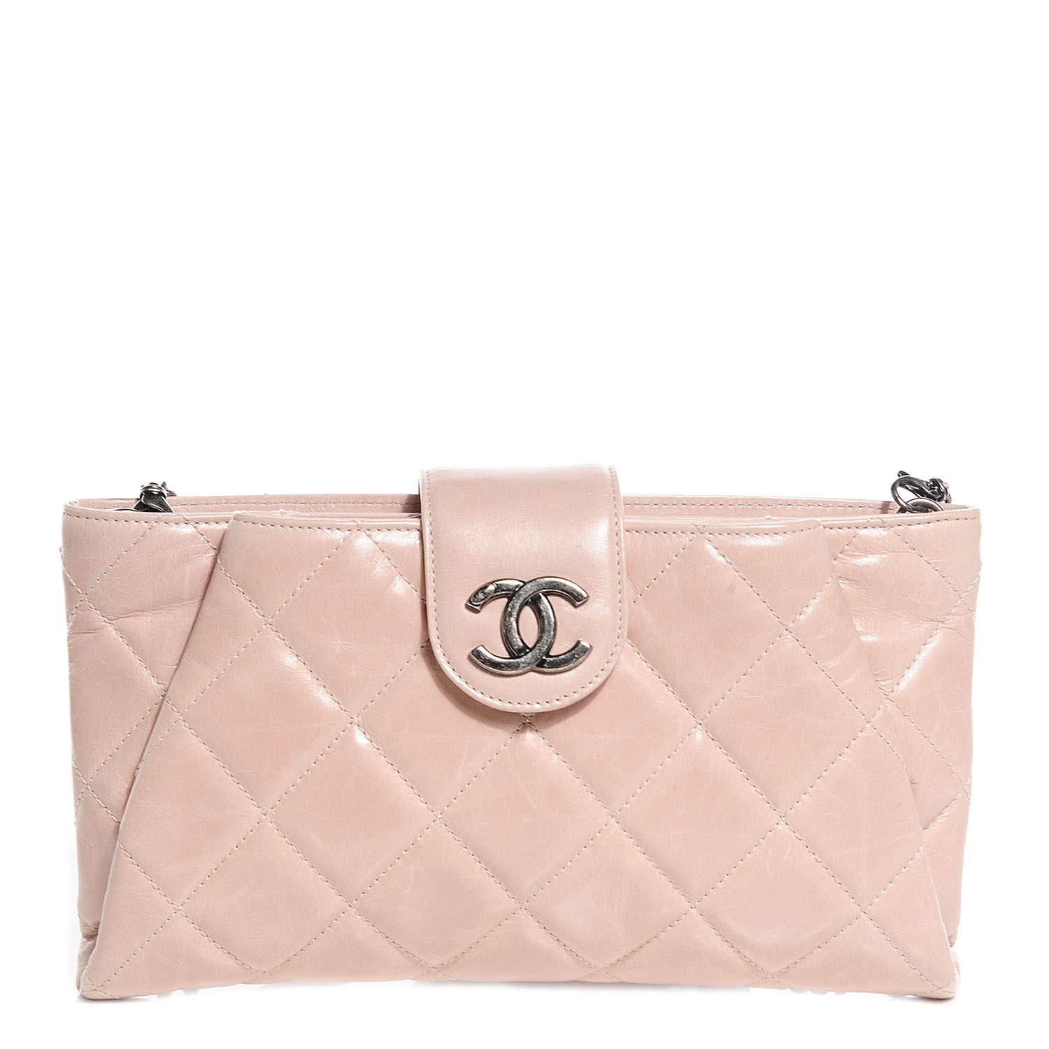 Chanel Glazed Calfskin Duo Color Clutch Light Pink 1 of 9