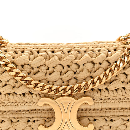 Celine Raffia Effect Claude Chain Shoulder Bag Natural 7 of 10