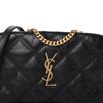 Saint Laurent Grained Lambskin Quilted Mini Becky Double Zip Bag Black 10 of 10