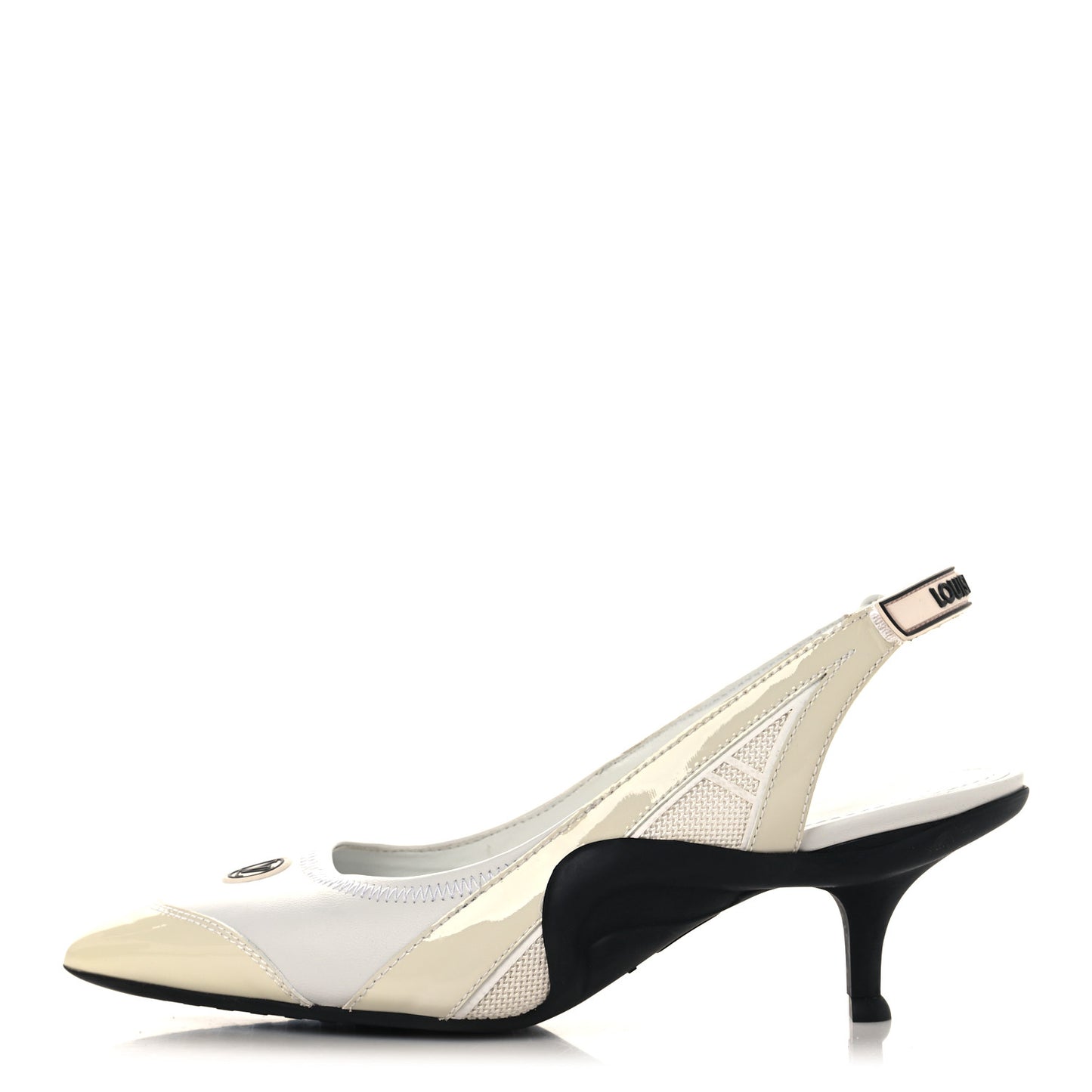 Lambskin Patent Calfskin Archlight Slingback Pumps 38 White Black