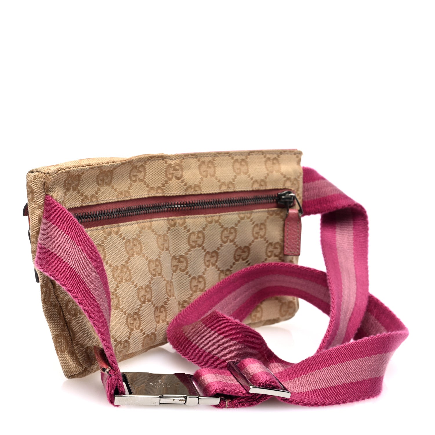 Gucci GG Monogram Web Double Pocket Belt Bag Pink 4 of 11