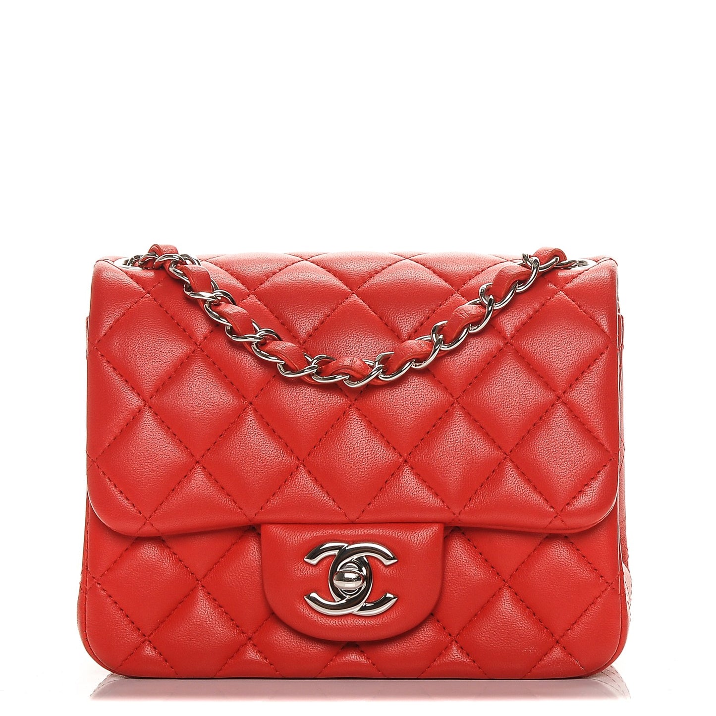Caviar Quilted Mini Square Flap Red