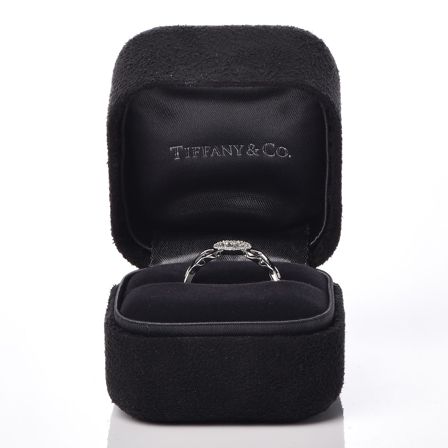 Tiffany 18K White Gold Diamond Hearts Eternity Band Ring 58 8.25 5 of 5