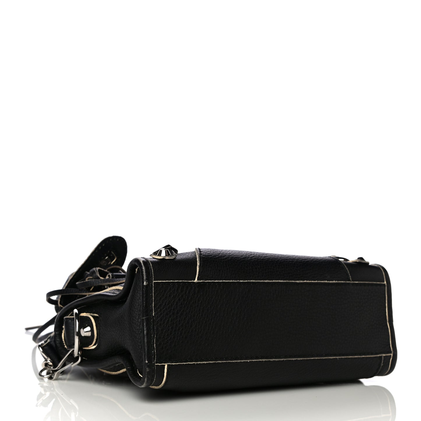 Supple Grained Calfskin Classic Silver Hardware Highlight Mini City Black