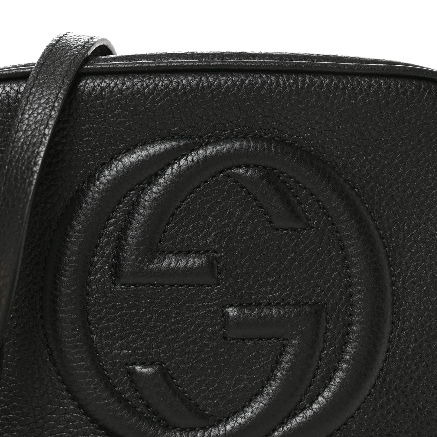Pebbled Calfskin Small Soho Disco Bag Black