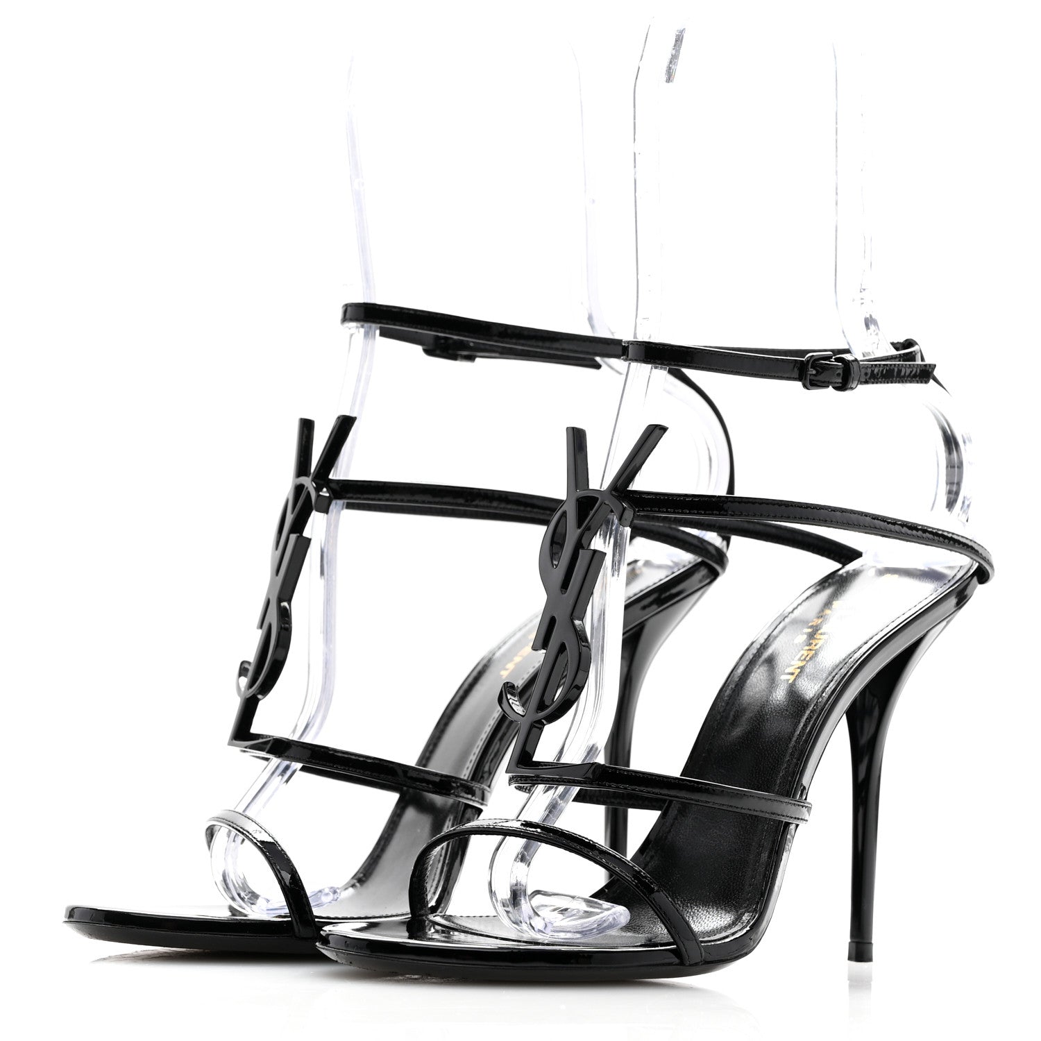 Saint Laurent Patent Cassandra 100 Ankle Strap Sandals 39 Black 4 of 8