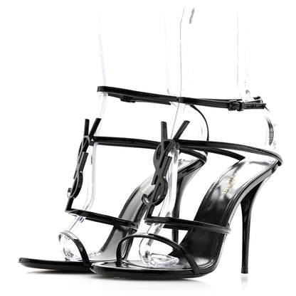 Saint Laurent Patent Cassandra 100 Ankle Strap Sandals 39 Black 4 of 8