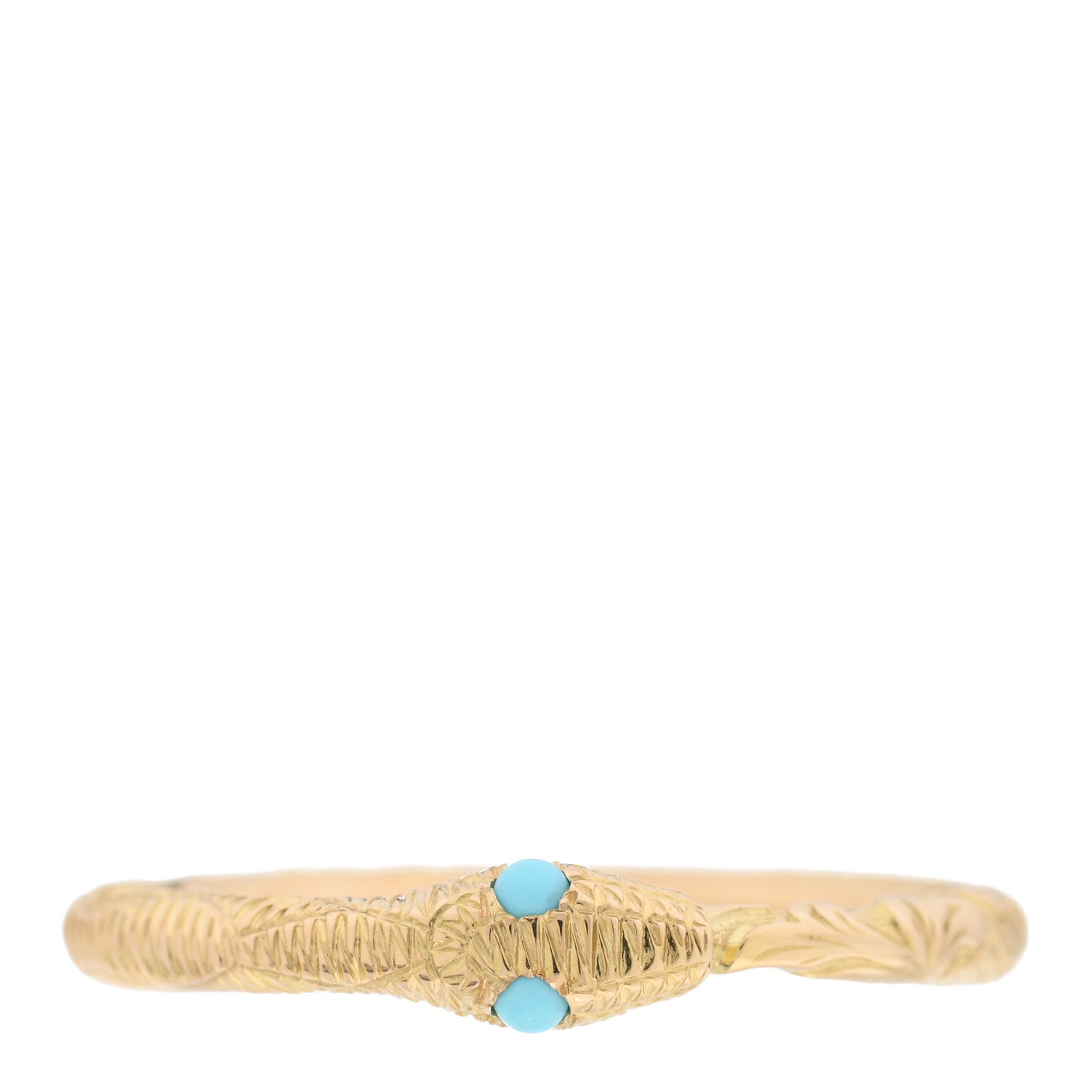 Gucci 18K Yellow Gold Turquoise Ouroboros Snake Ring 49 5 1 of 4