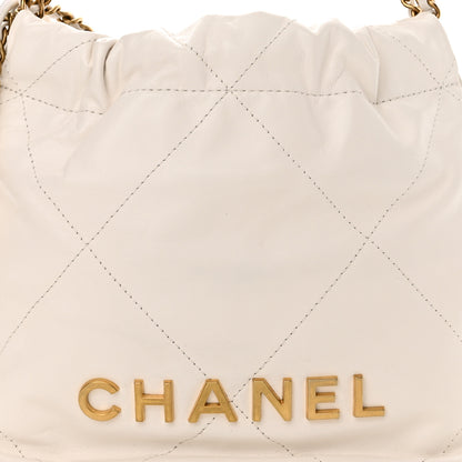 Chanel Shiny Calfskin Quilted Mini Chanel 22 White 8 of 10