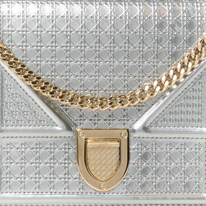 Christian Dior Metallic Patent Micro-Cannage Diorama Wallet on Chain Pouch Silver 8 of 10