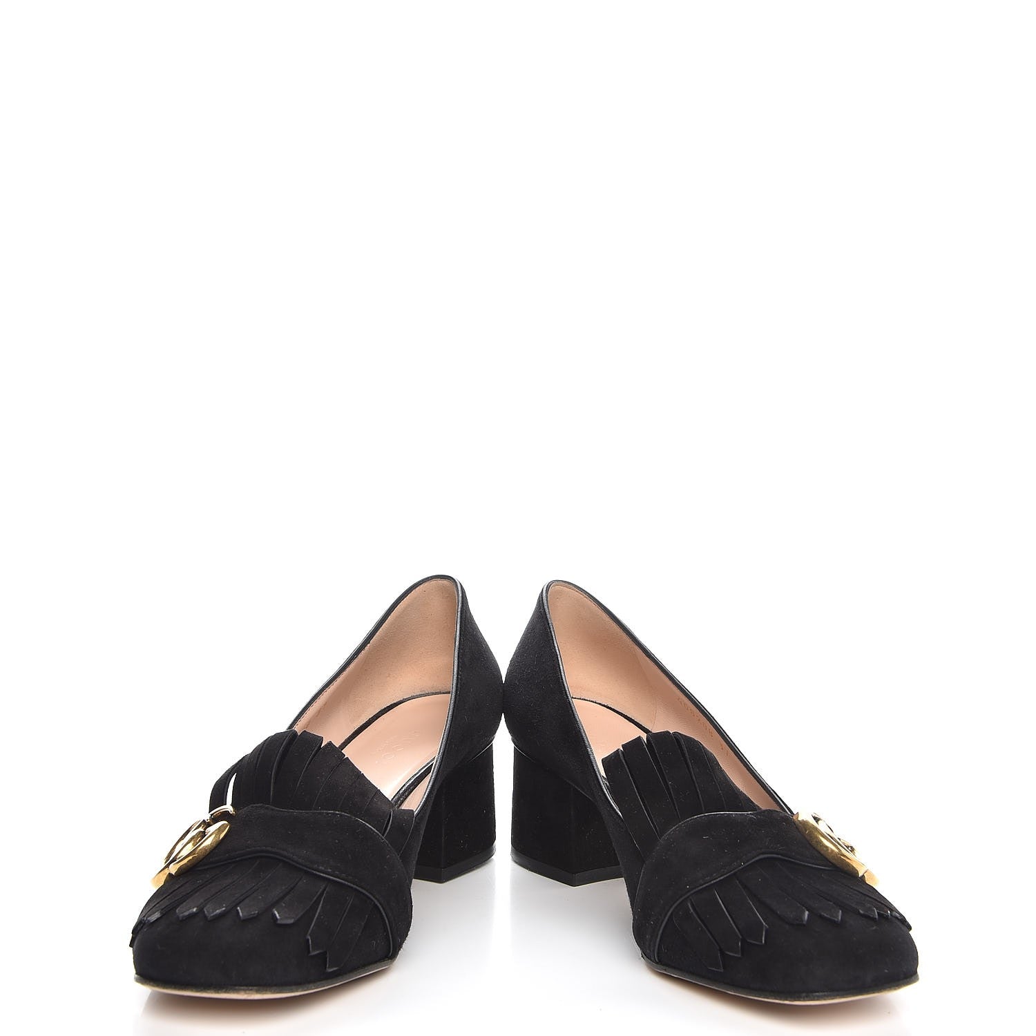 Gucci Kid Scamosciato GG Marmont Fringe 50mm Loafer Pumps 37 Black 5 of 10