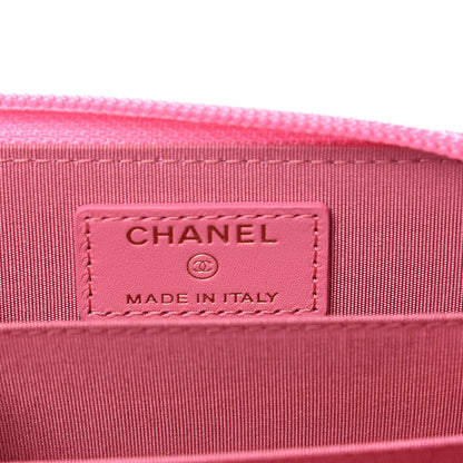 Chanel Lambskin Quilted Boy Zip Around Coin Purse Wallet Pink 6 of 8