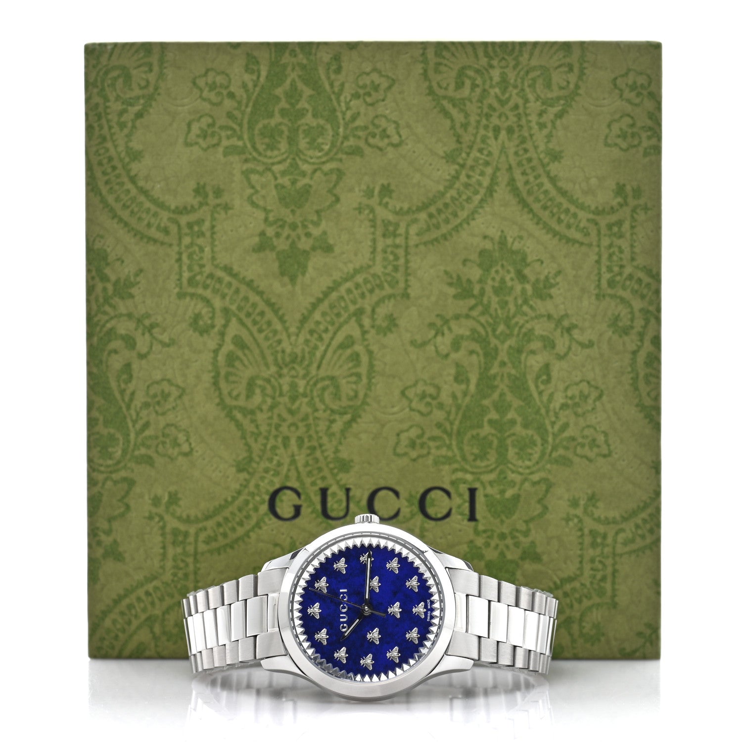 Gucci Stainless Steel 32mm G-Timeless Bee Quartz Watch Blue 5 of 5