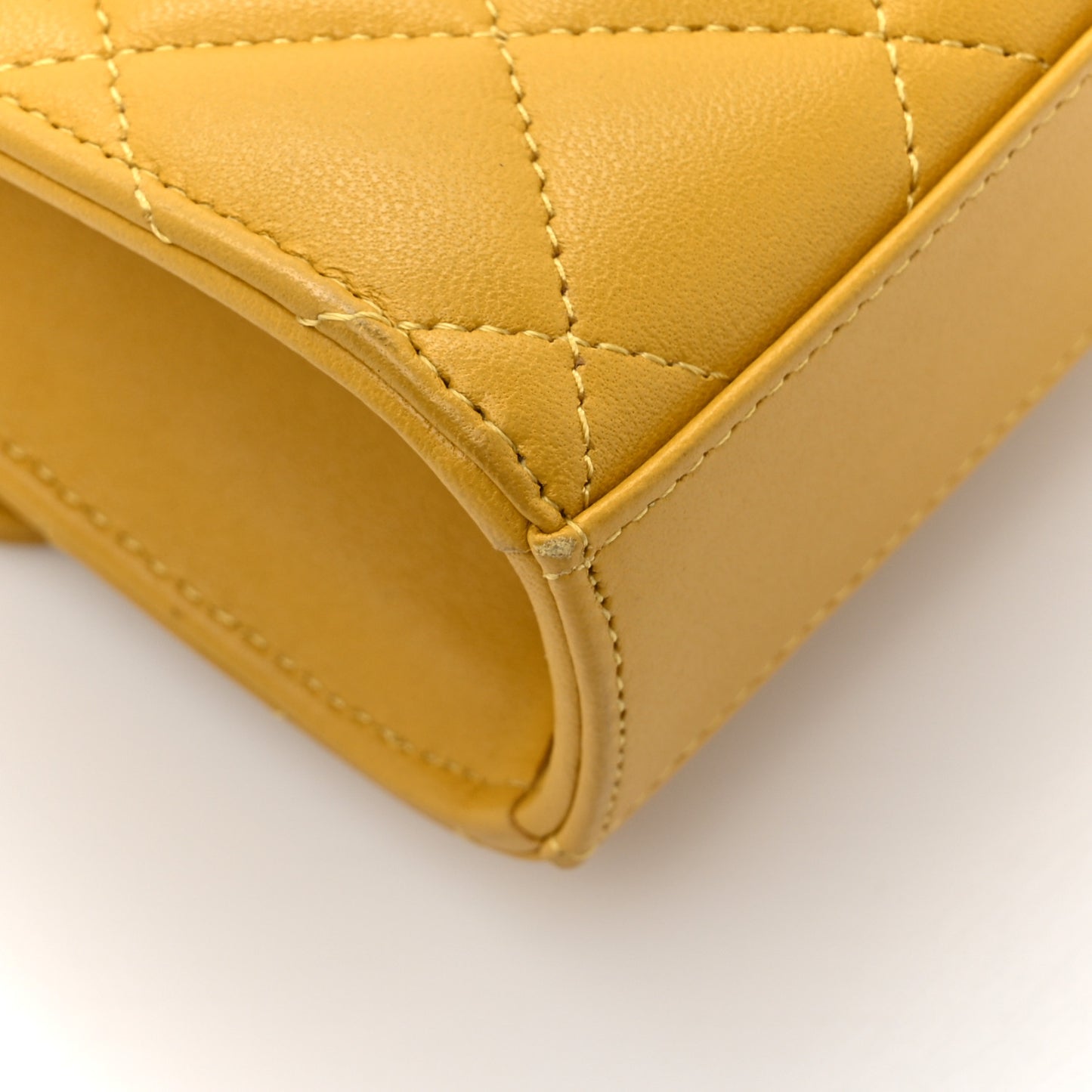 Lambskin Quilted Top Handle Flap Clutch With Chain Yellow