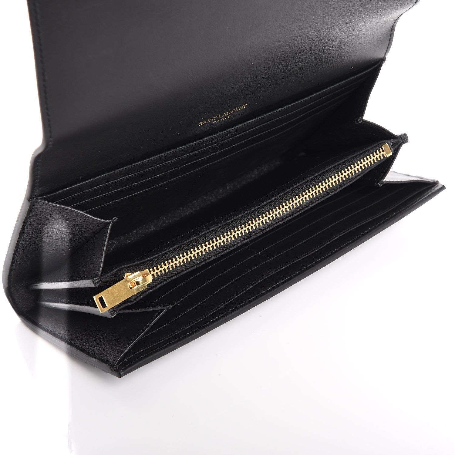 Saint Laurent Calfskin Monogram Large Flap Wallet Black 6 of 7