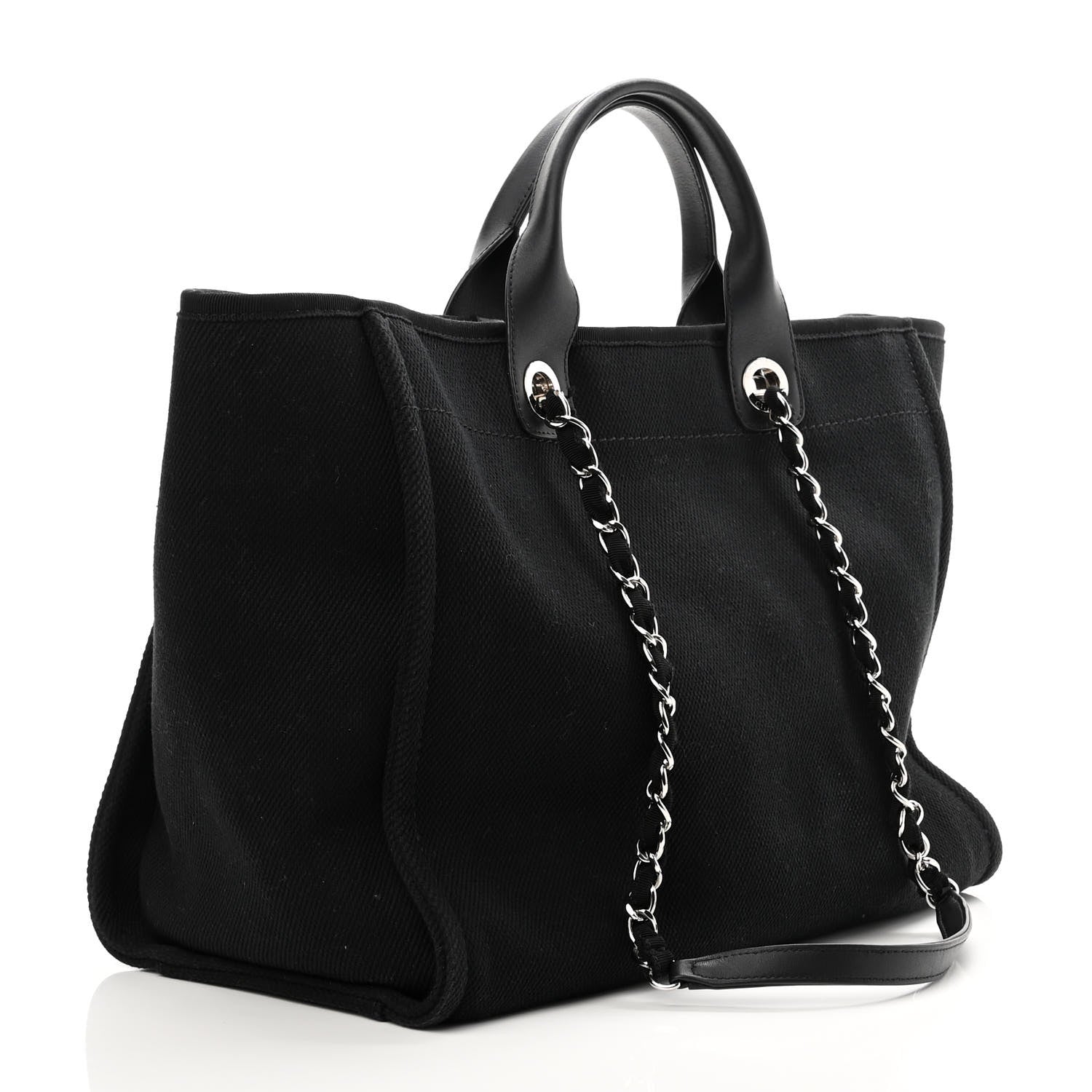 Chanel Canvas Pearl Medium Deauville Tote Black 3 of 11